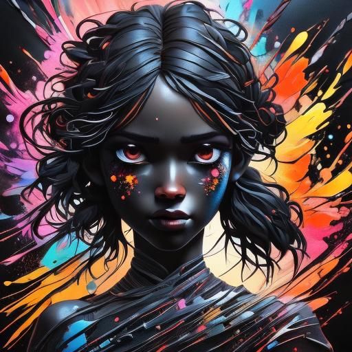 Colorful Silhouette Portrait with Paint Splashes