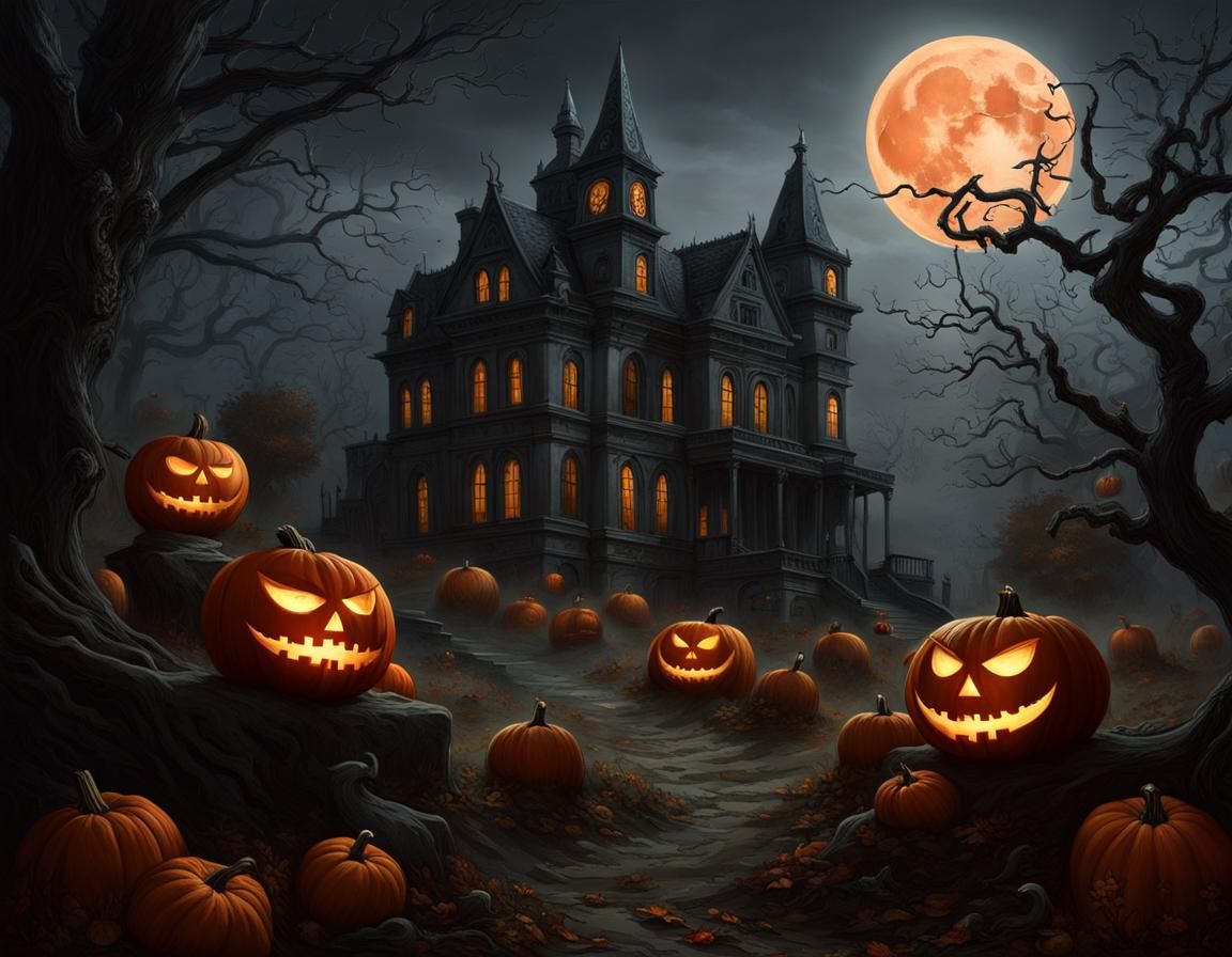 Spooky Cemetery with Skeleton Hand in Horror Style