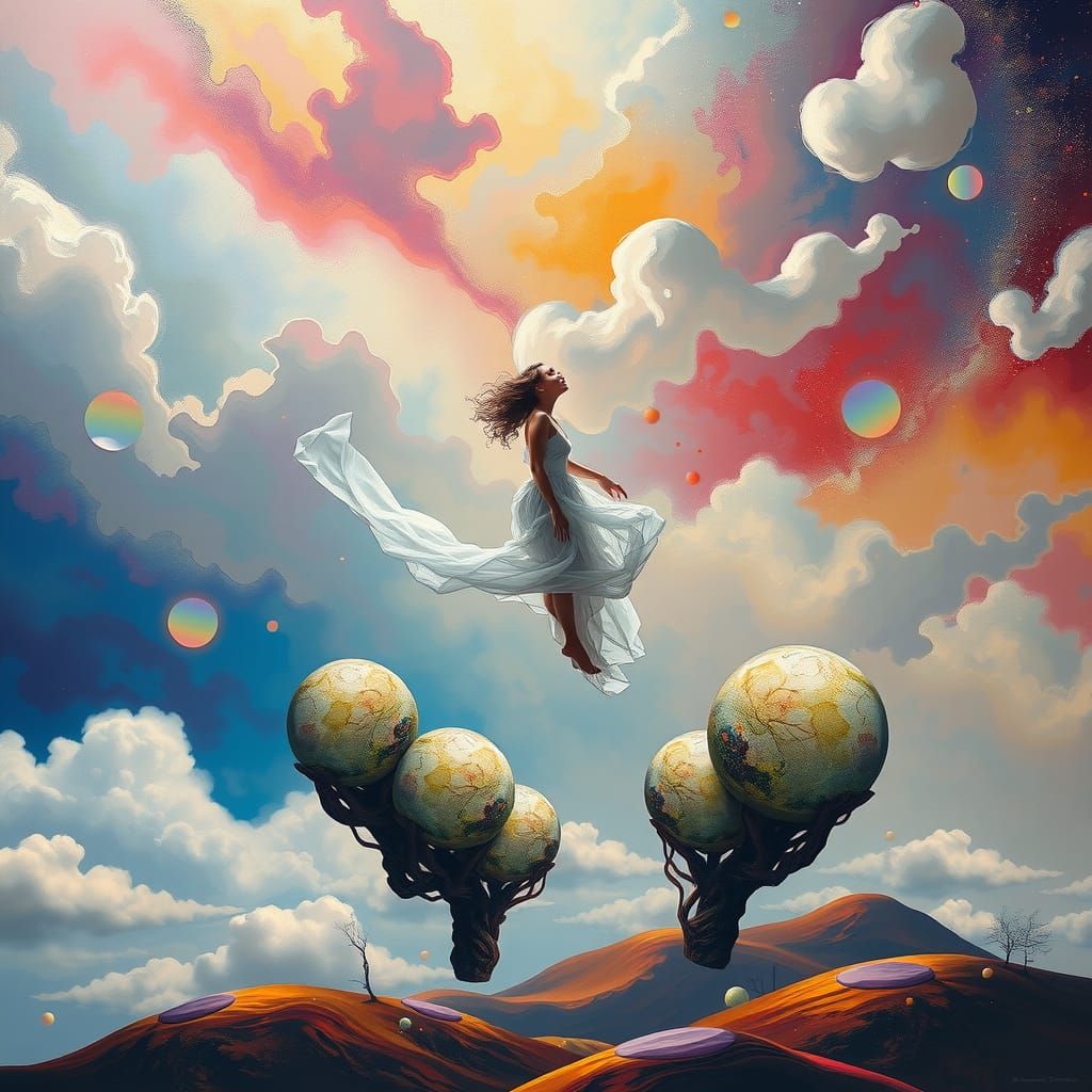 Surreal Dreamscape with Floating Islands