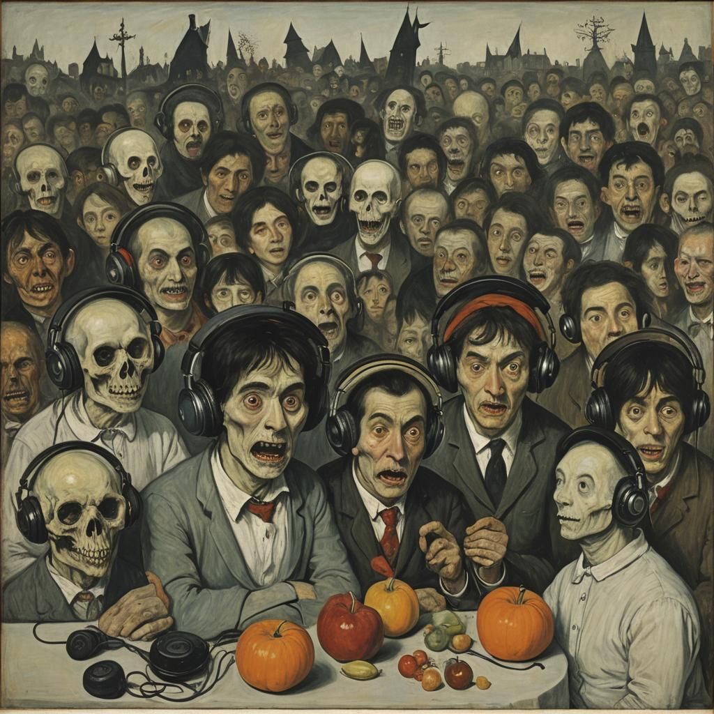 Surreal Headphones: A Grotesque Halloween Dreamscape