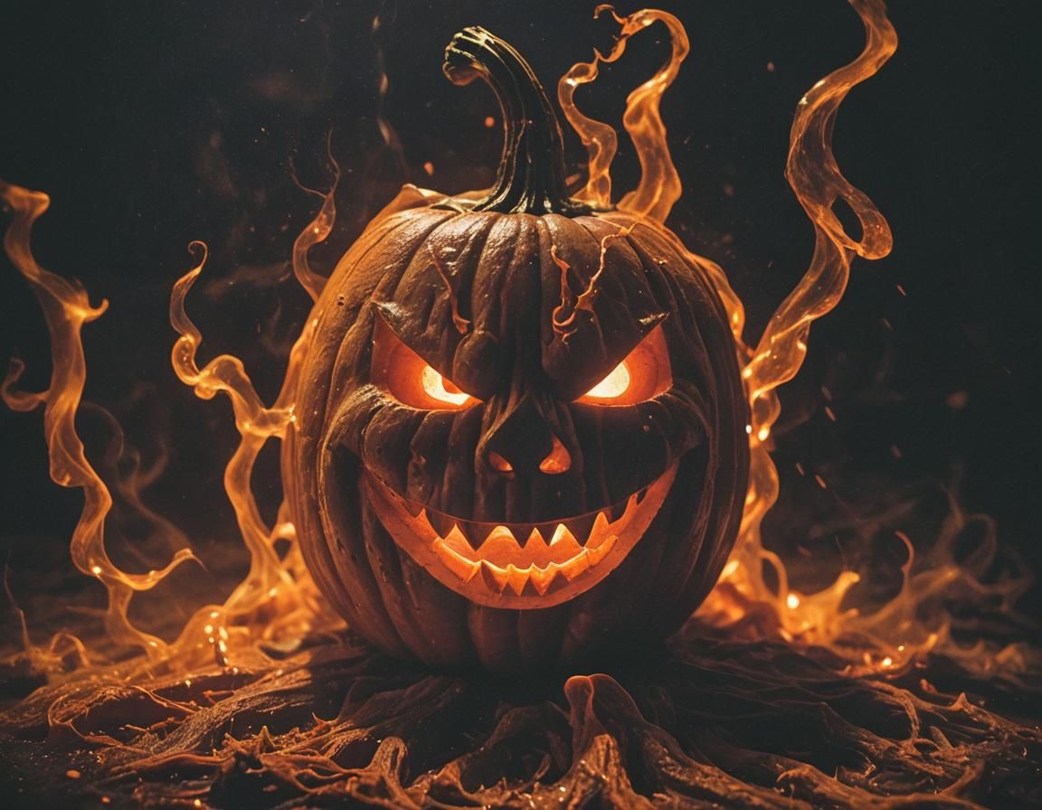 Eerie Jack-o'-Lantern Figure in Dark Fantasy Style
