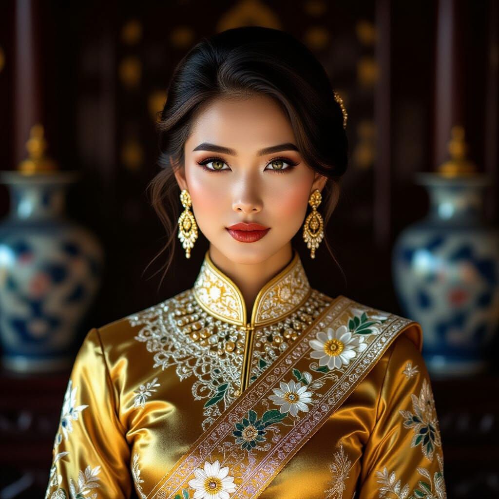 Thai-French Woman in Chakkri Costume Digital Portrait