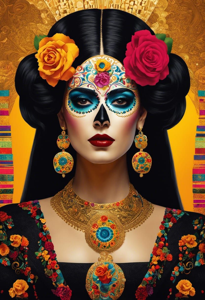 Day of the Dead Portrait in Klimt-Inspired Style