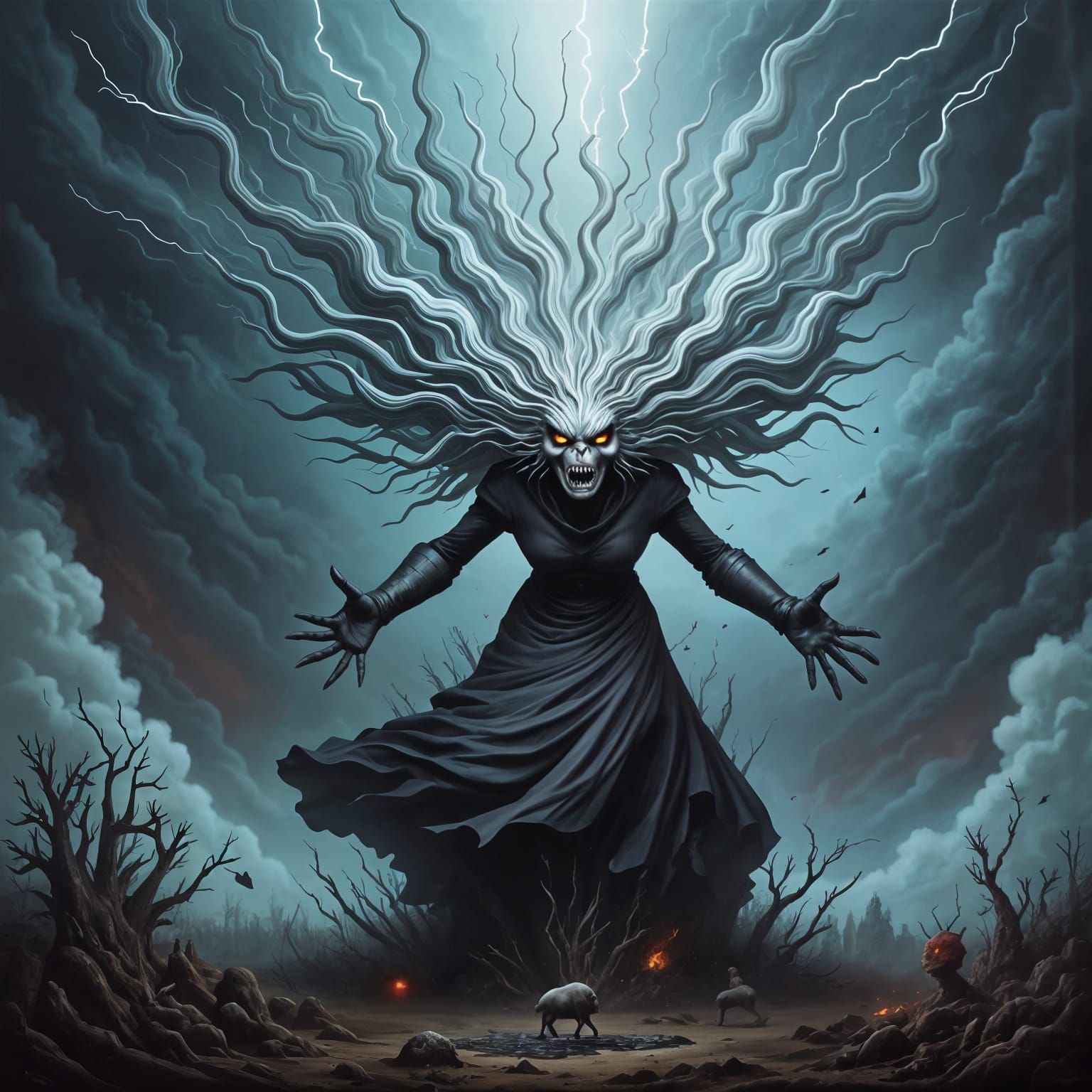 Epic Cinematic Digital Painting of Angry Meemaw in a Stormy ...