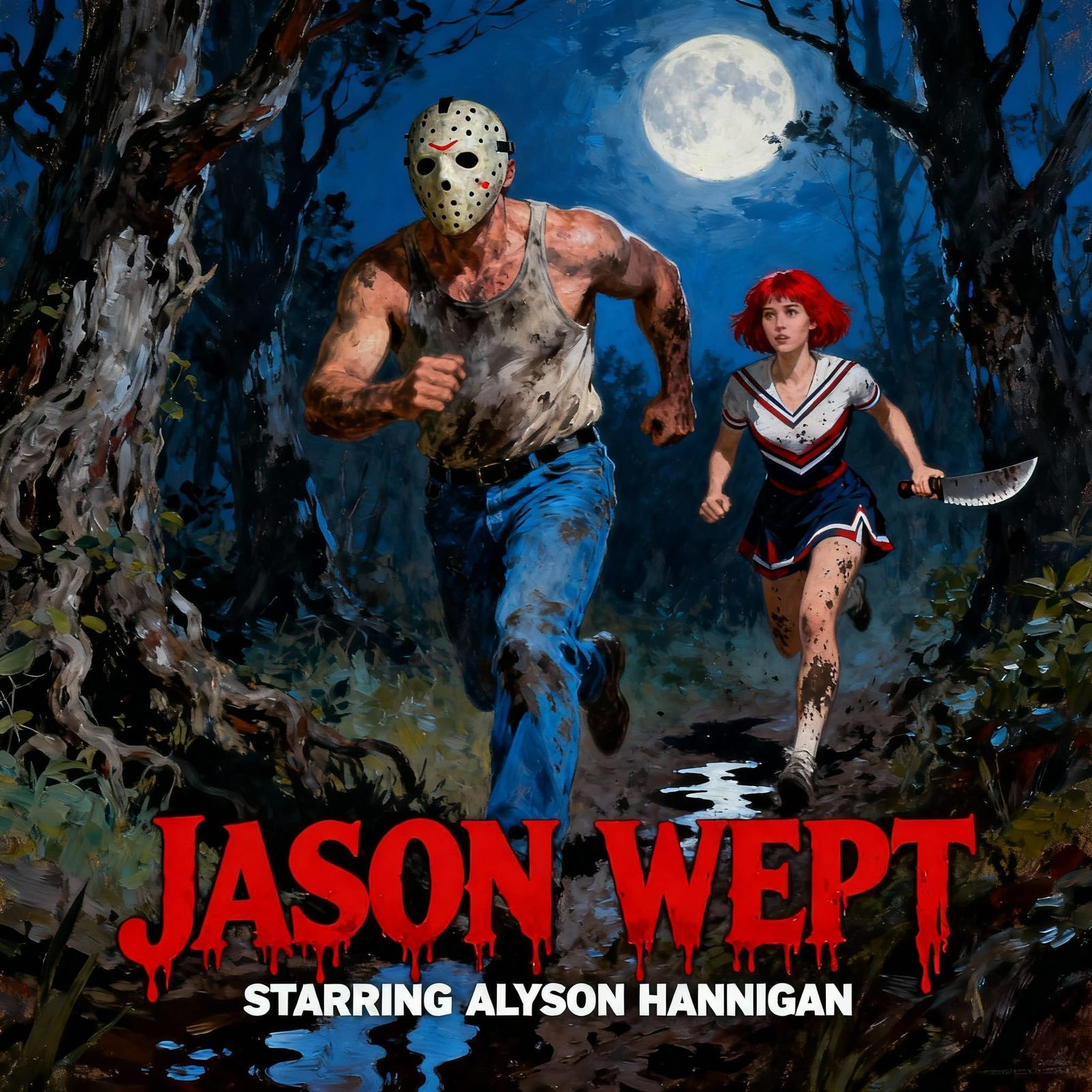 Horror Movie Poster: Machete Cheerleader Hunts Hockey Mask M...