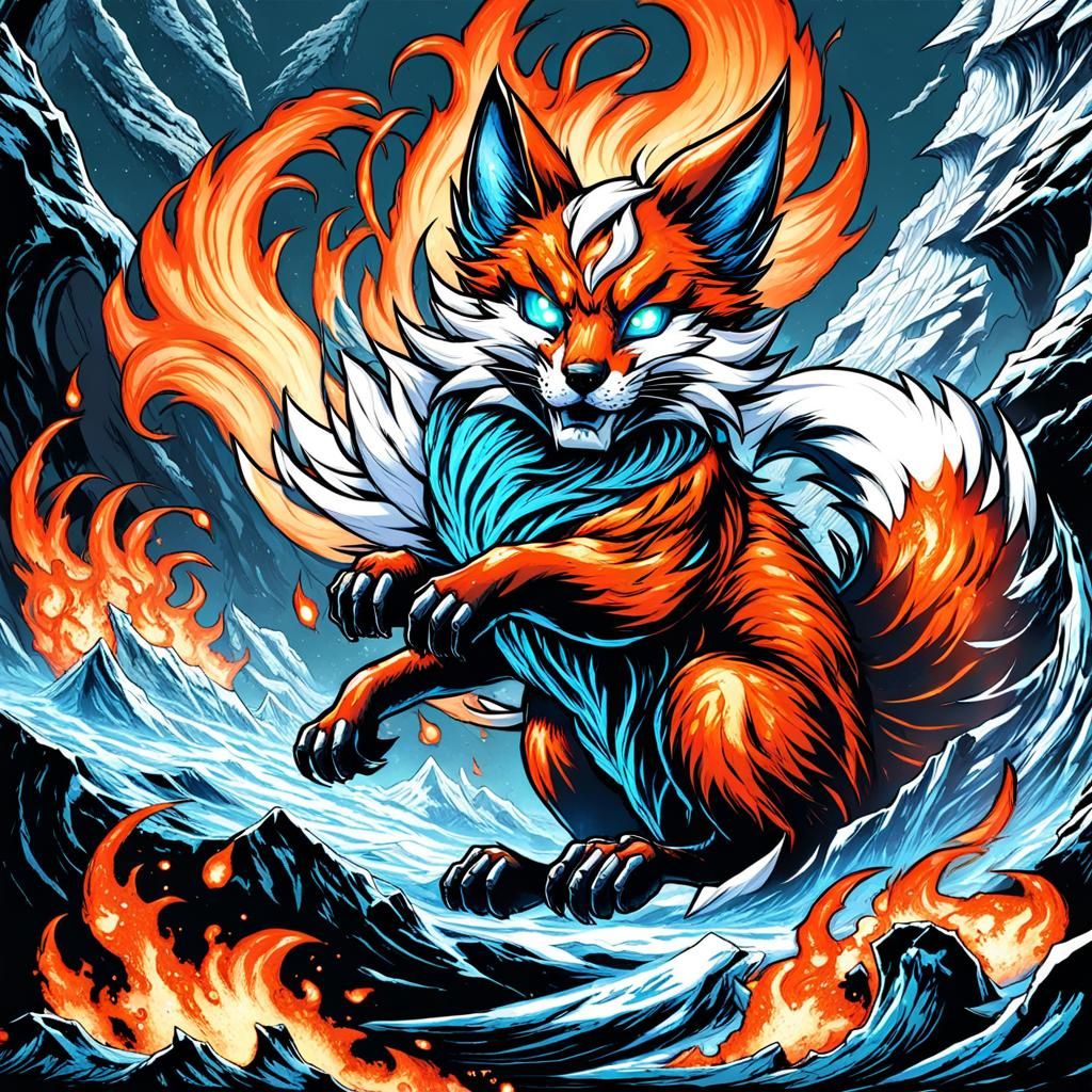 Nine-Tailed Lava Fox Comic Book Art