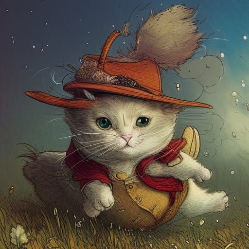 Windy Day Cat Chase, Storybook Illustration Style
