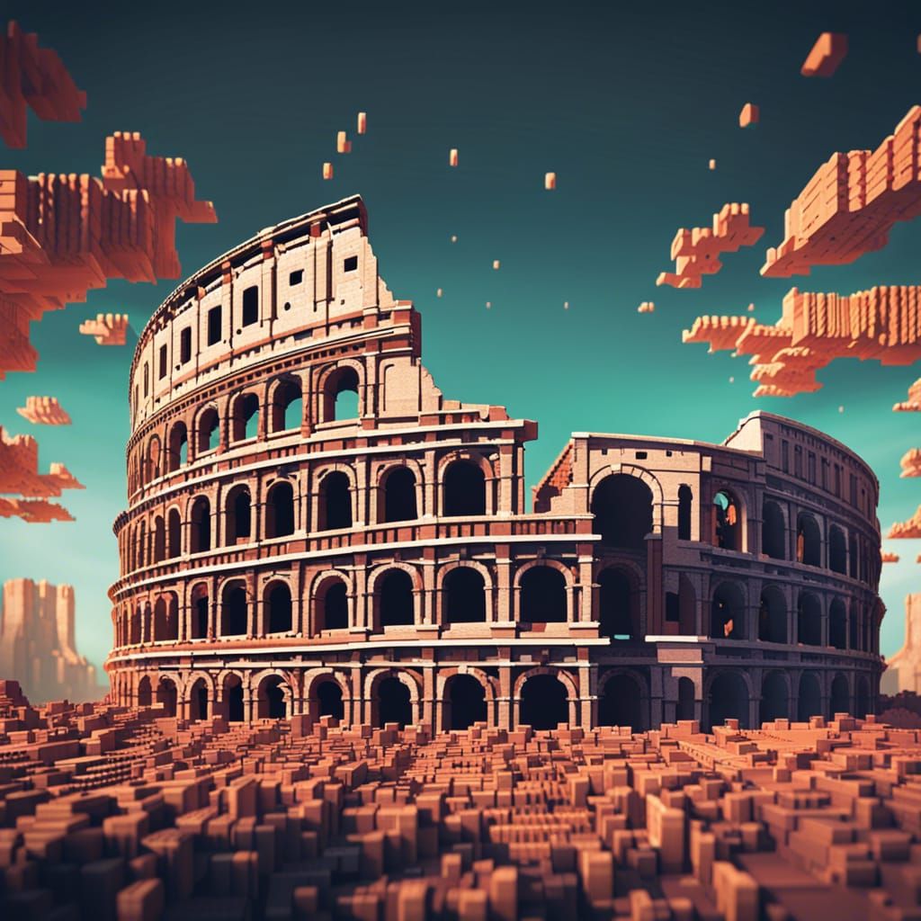 Apocalyptic Roman Colosseum in Hyperdetailed Pixel Art