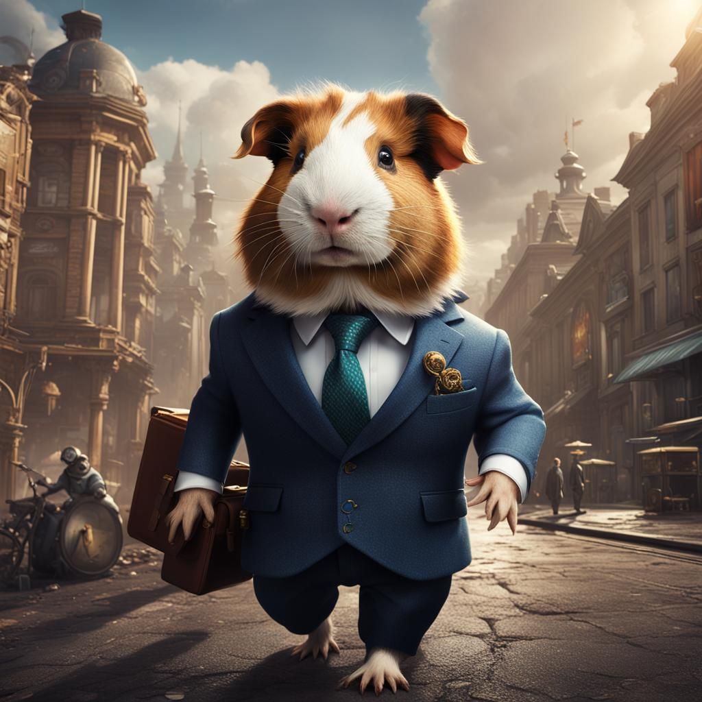 Guinea Pig Commuting: Detailed Matte Painting