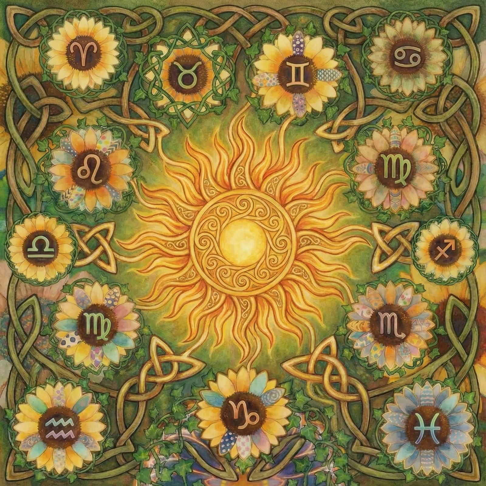 Psychedelic Sunflower Kaleidoscope Art