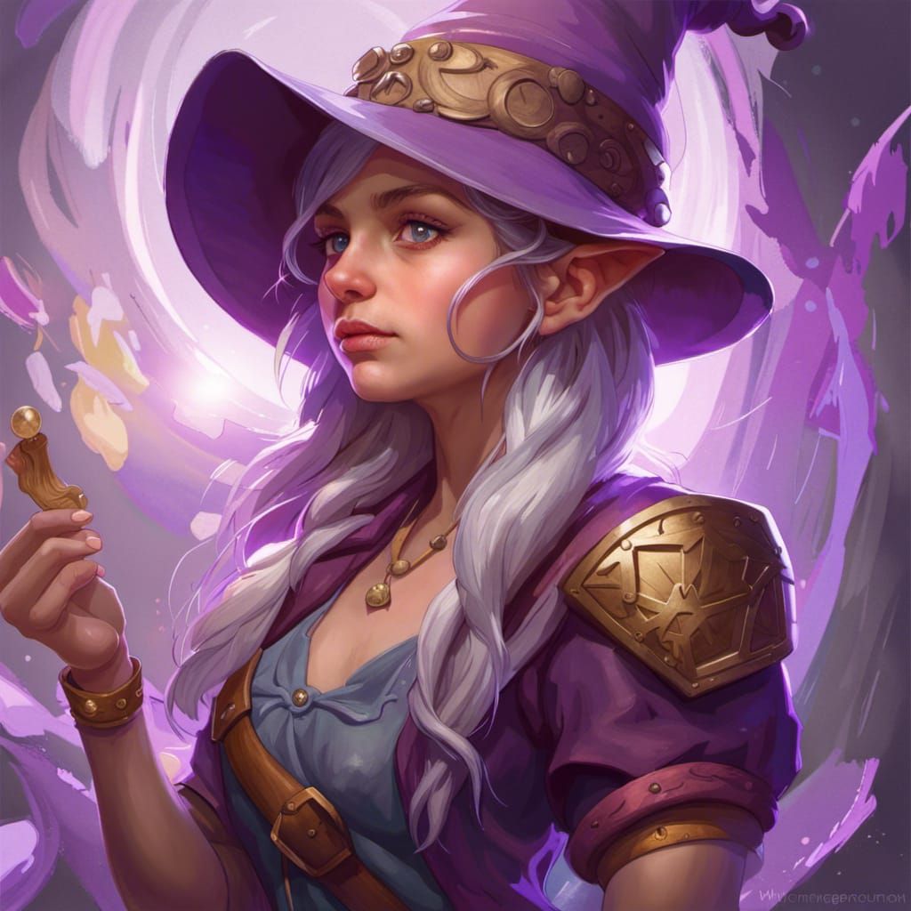 Gnome Trader with Magic Items: Hyperdetailed Portrait