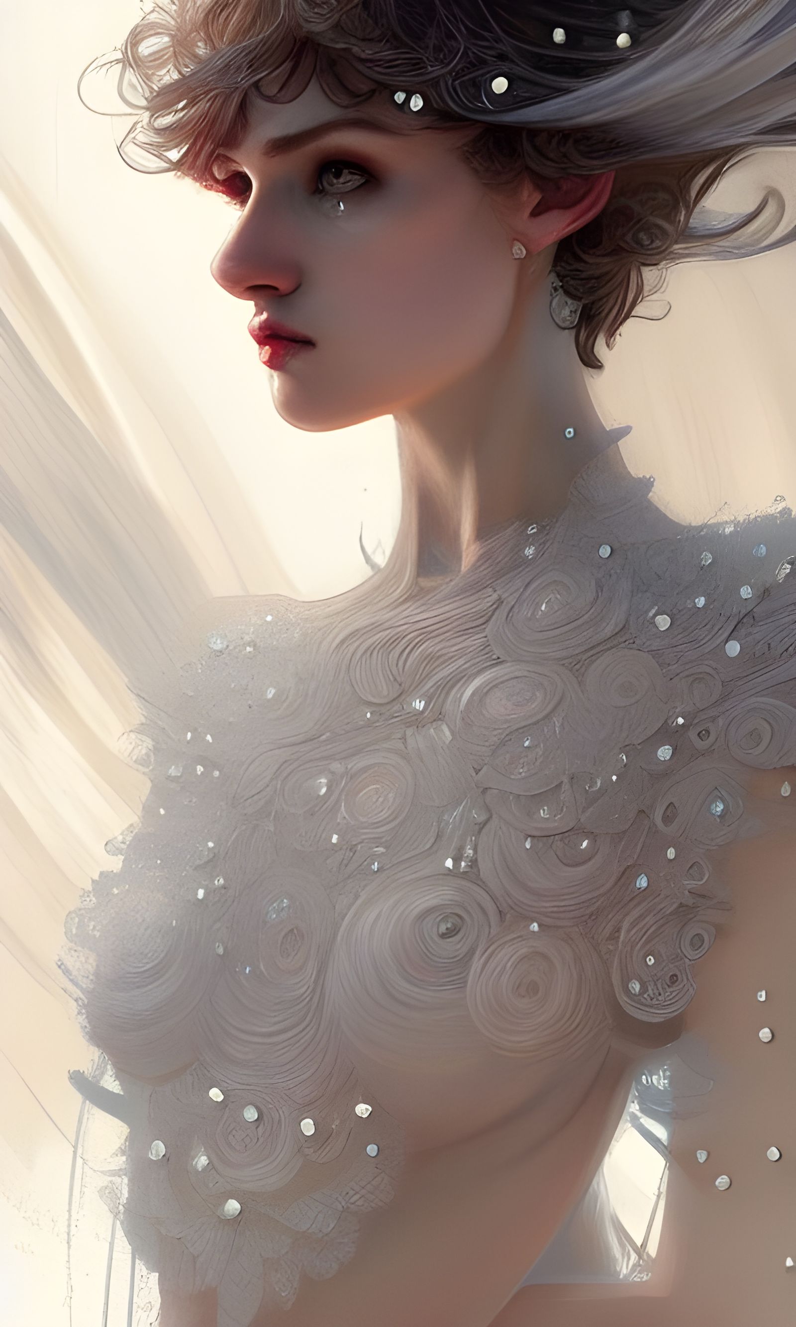 Beautiful Boy in Girl's Clothes: Fauvism Portrait