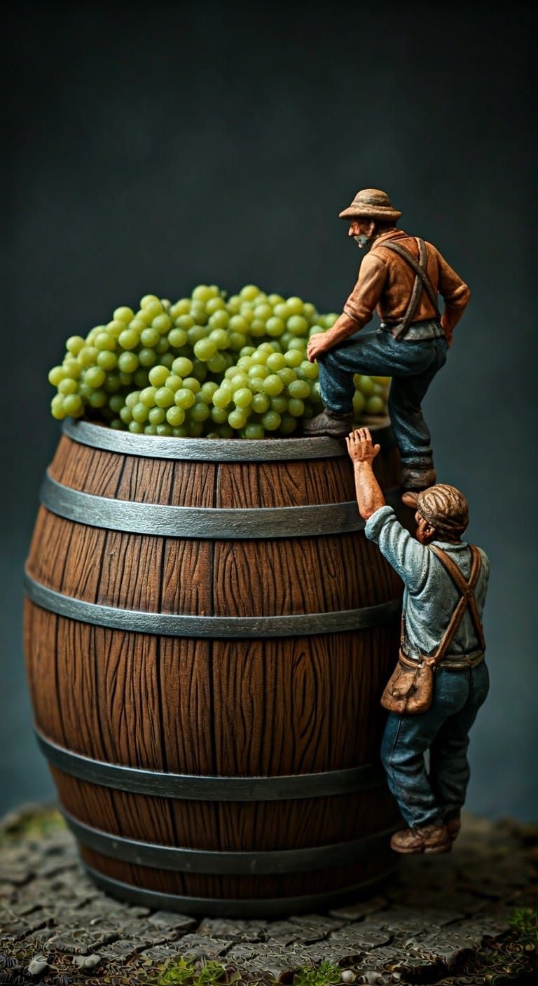 Miniature Grape Harvest Diorama in Plastic