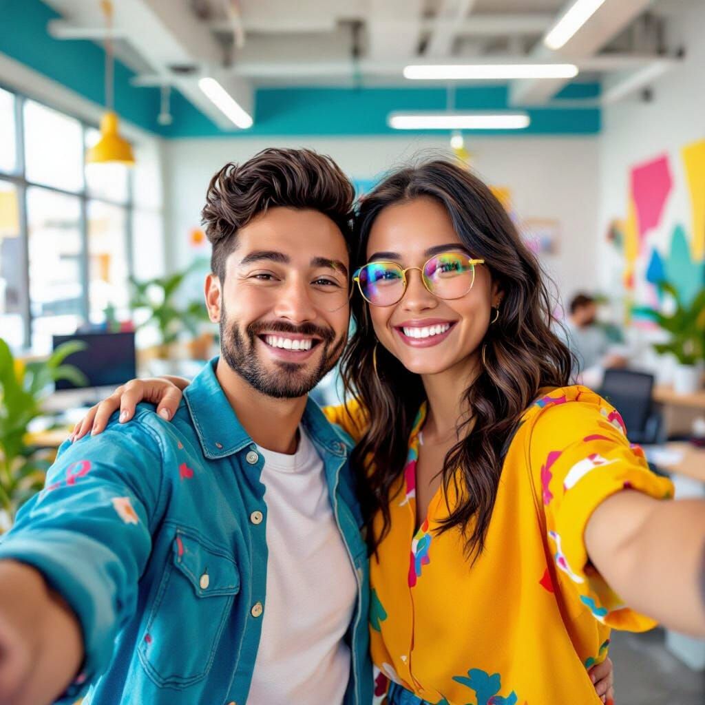 Double Selfie in Playful Cartoon Style