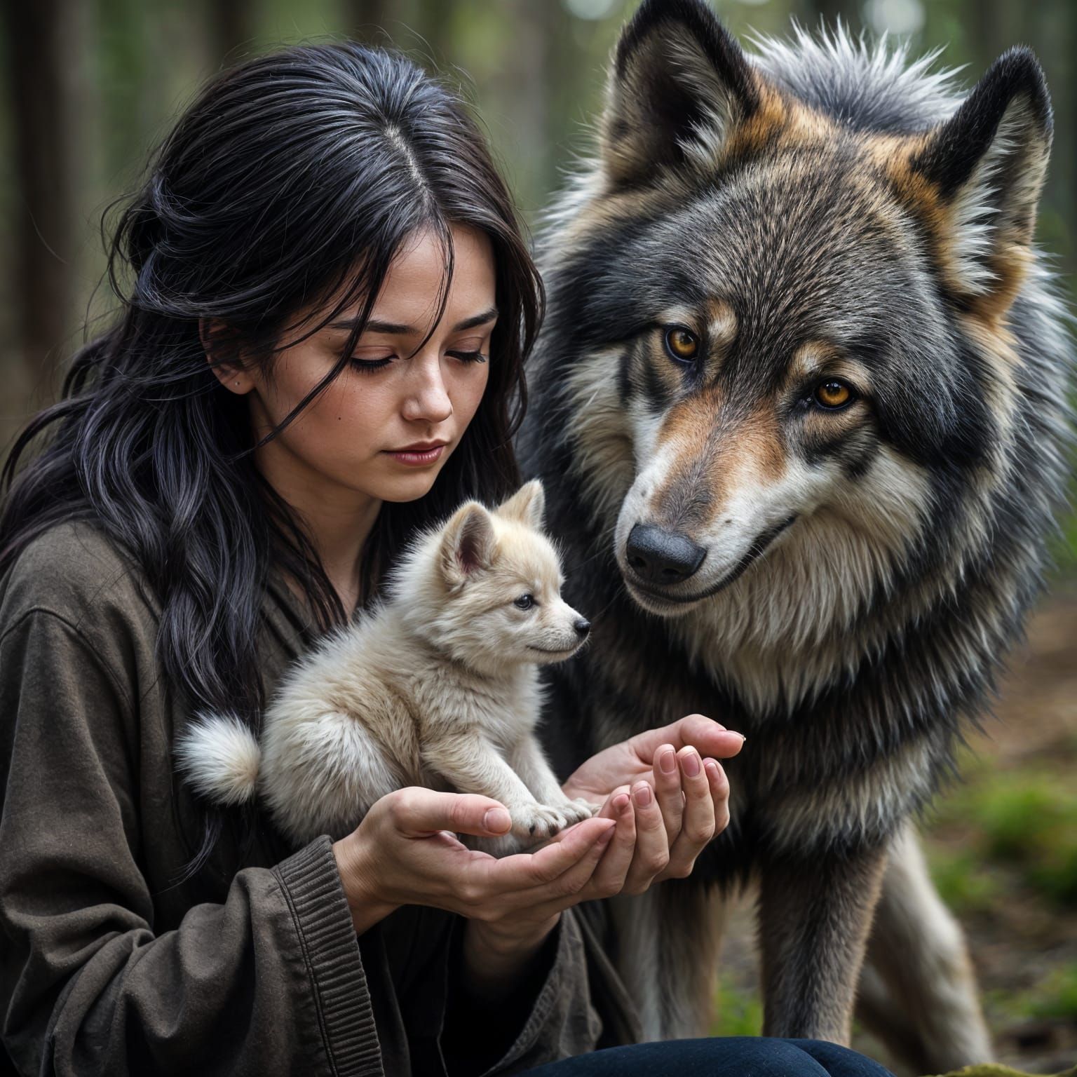 Woman Holds Tiny Dire Wolf Puppy in Hand