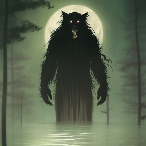 Gothic Horror Werewolf in Dark Forest