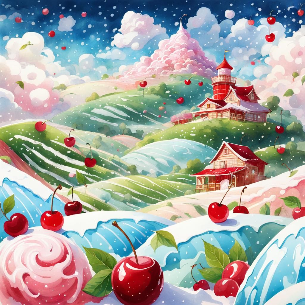 Ice Cream Hills with Sprinkles: Digital Illustration