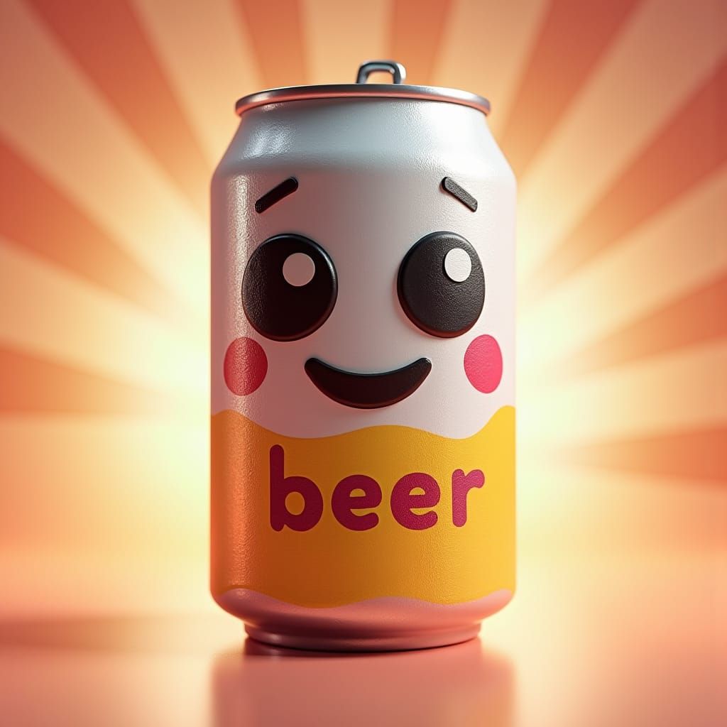 Cute Kawaii Beer Can Concept Art in 3D