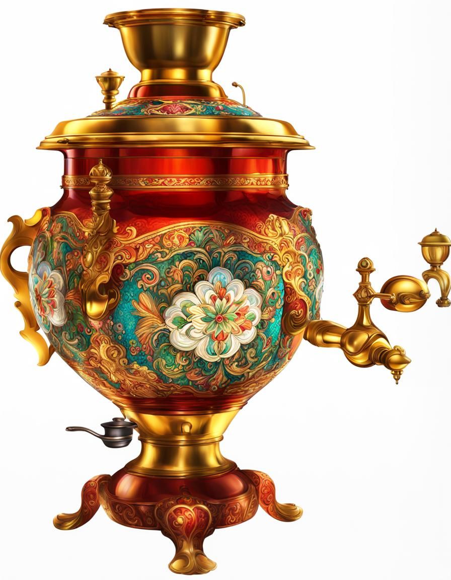 Detailed Samovar with Stunning, Bright Colors