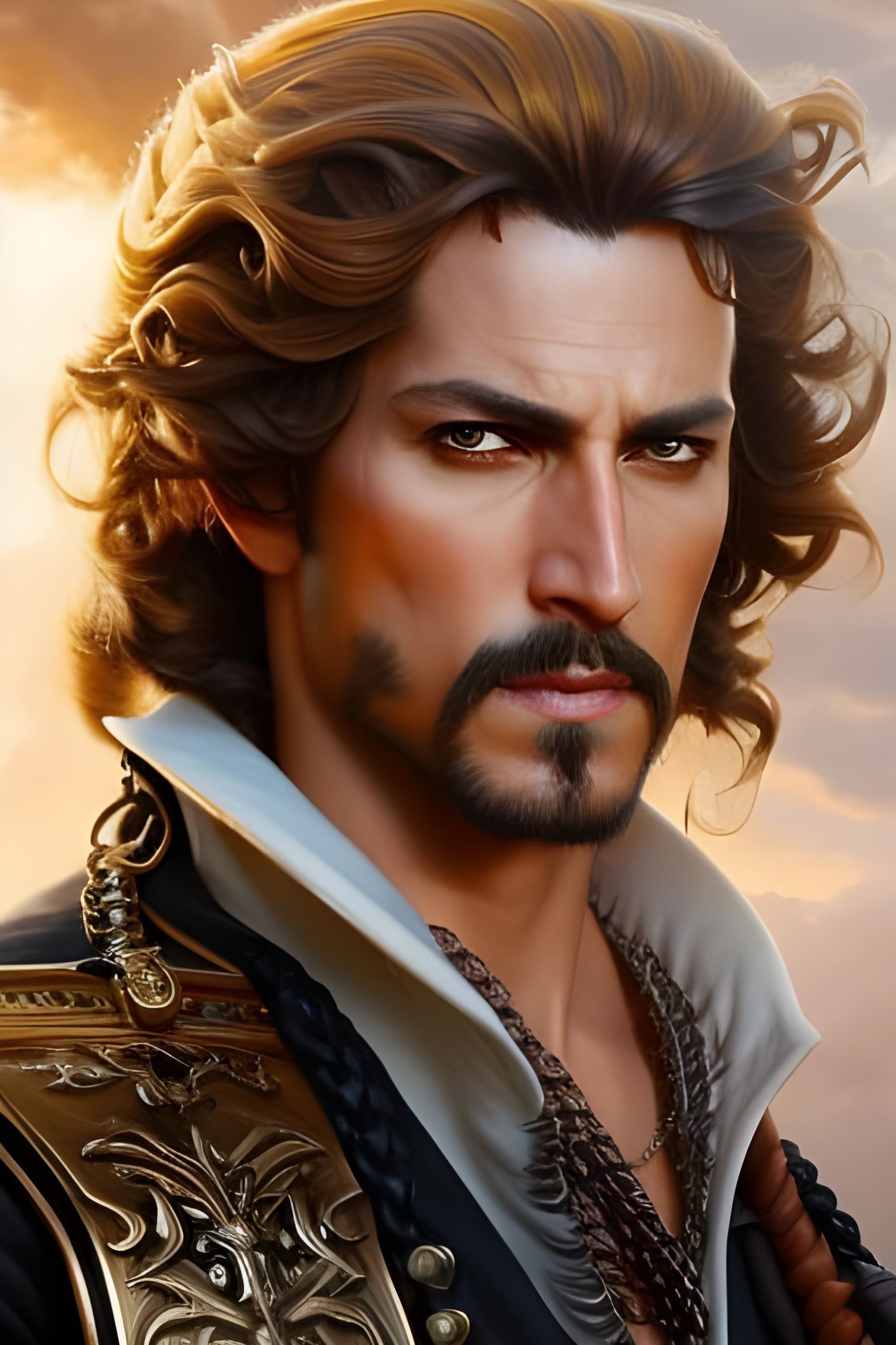 Handsome Pirate Portrait in Hyperrealistic Style