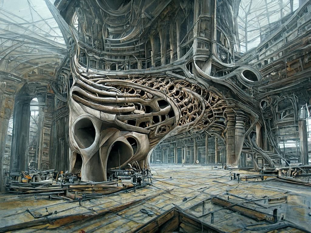 Expansive Biomechanical Architecture as 3D Rendered Art