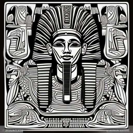 Egyptian Pharaoh Coloring Page on Ancient Wall