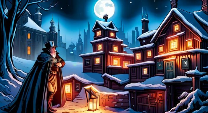 Ghost of Christmas Past Visits Scrooge: Comic Book Art