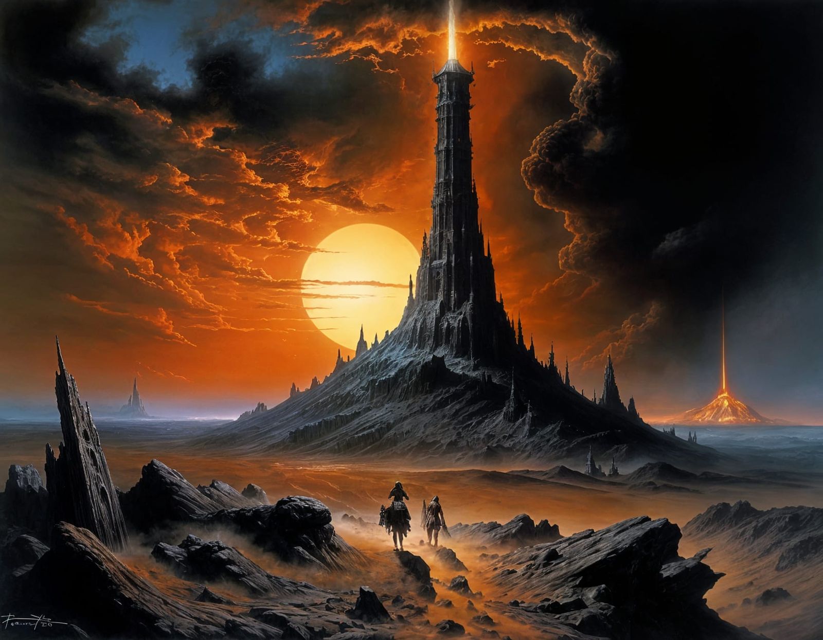 Dark Tower in Grimdark Landscape