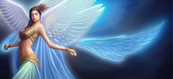 Winged Woman in Iridescent Armor Digital Illustration