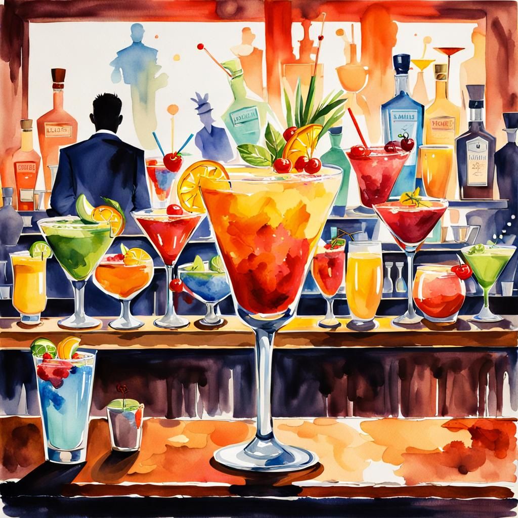 Watercolor Advertising Poster for Bartending Competition