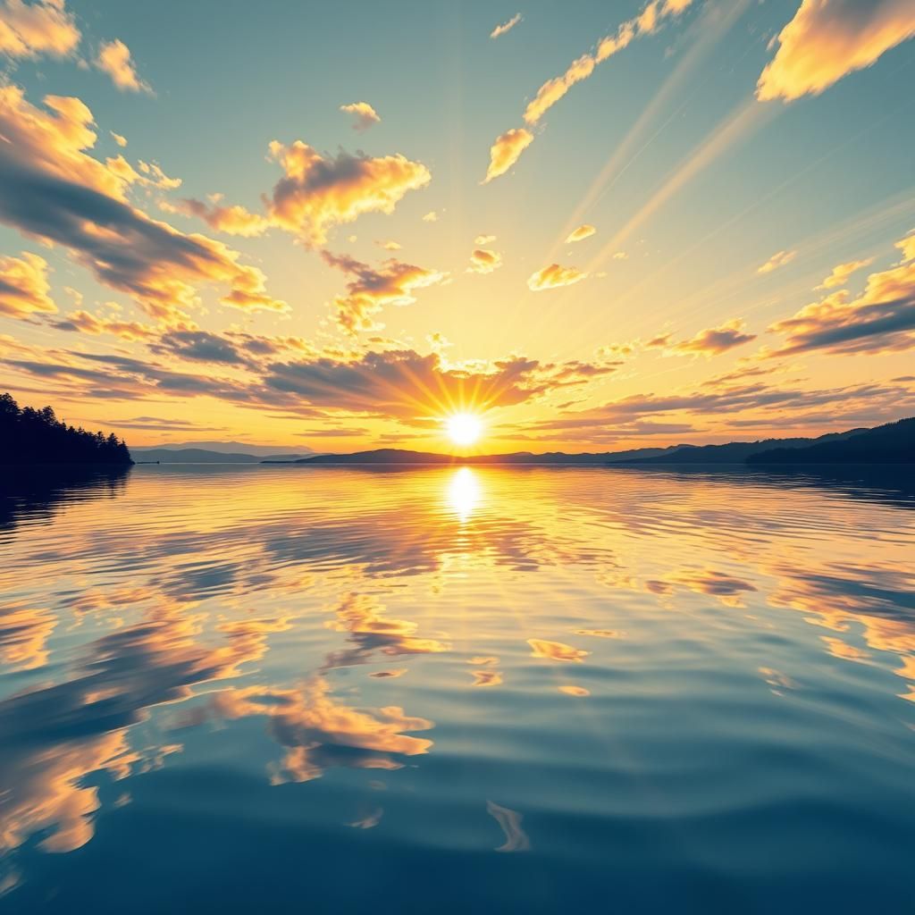 Lake Reflecting Sunset: Abstract Vector Fractal Art