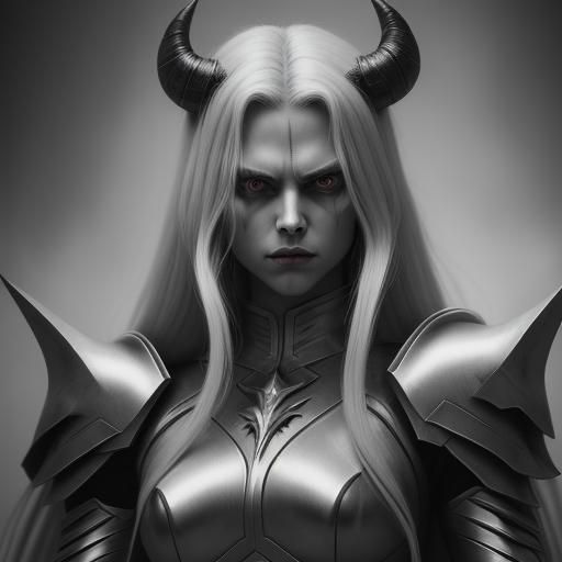 Hyperrealistic Battle Demon in Titanium Metal Uniform