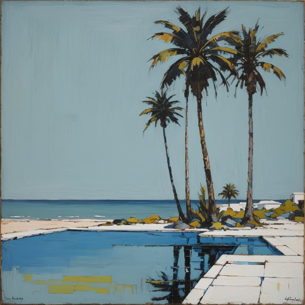 Abstract Beach House in Mondrian Style