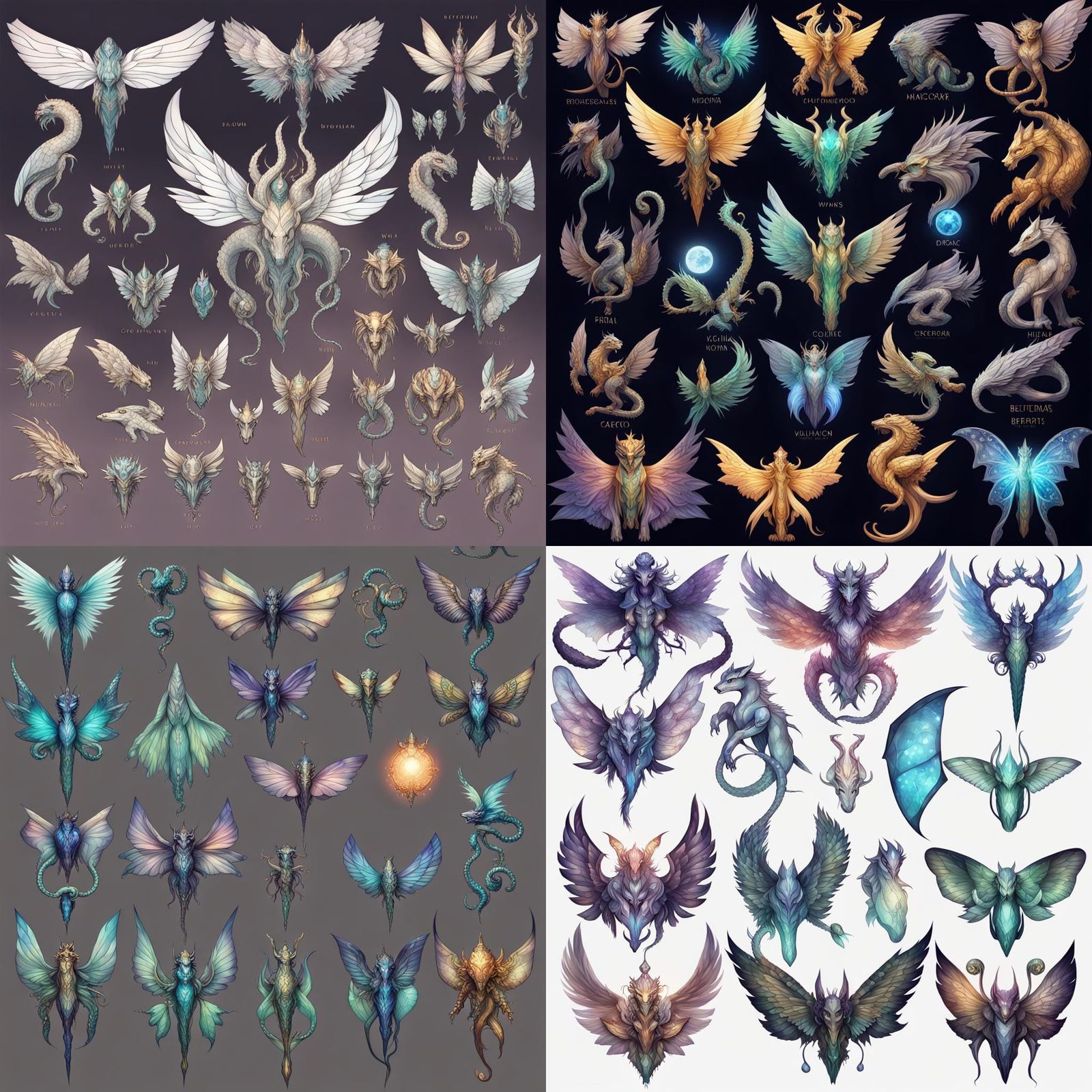 Fantastic Hybrid Creatures in Dark Fantasy Style