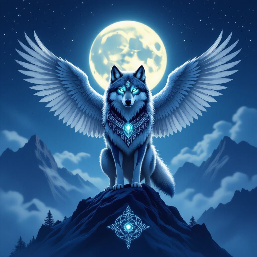 Spiritual Totem: Wolf, Eagle, Owl Fusion Sculpture