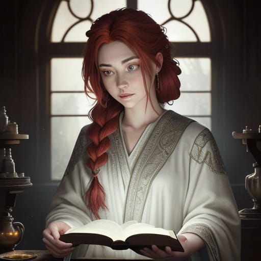 Enchanted Alchemist in Mystical Study