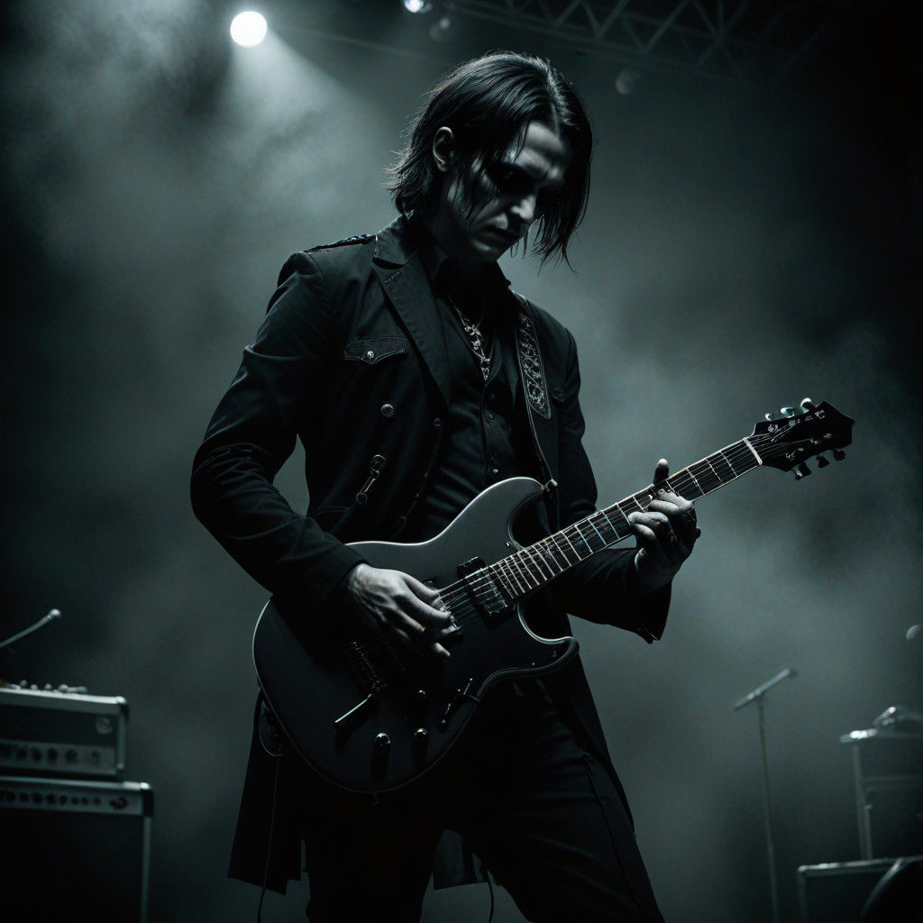 Gothic Rockstar Performs in a Dark, Moody Atmosphere