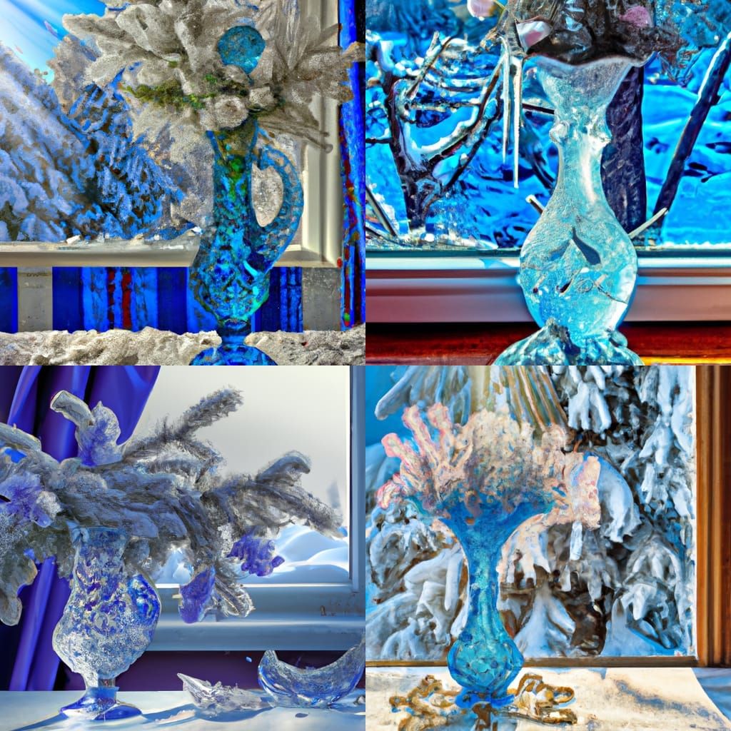 Intricate Crystal Vase Still Life with Winter Sunlight