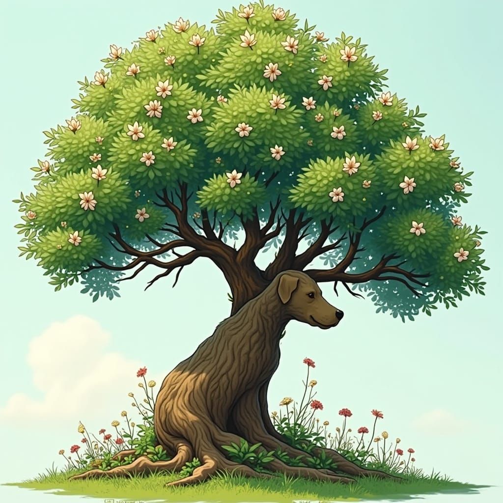 Surreal Dogwood Tree Blooms with Whimsical White Blossoms