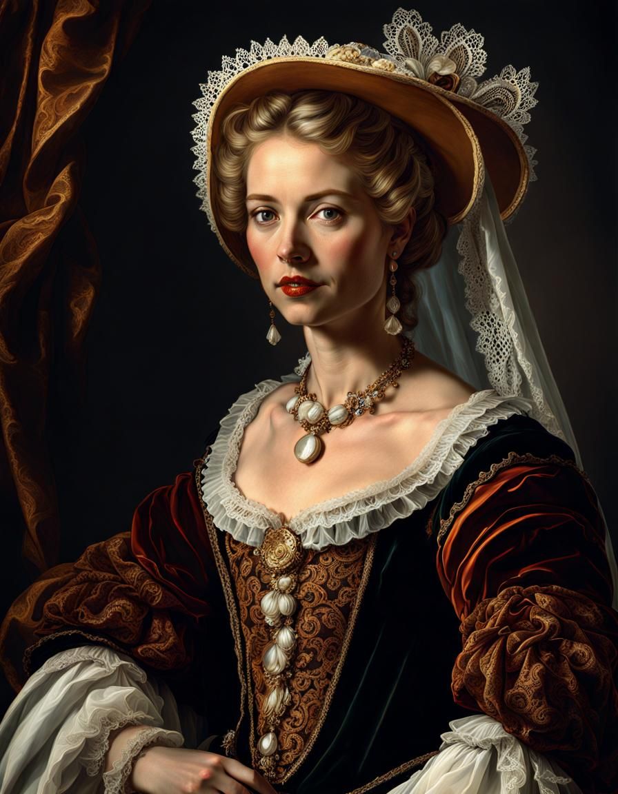 Maiden in 17th Century Lace, Baroque Style