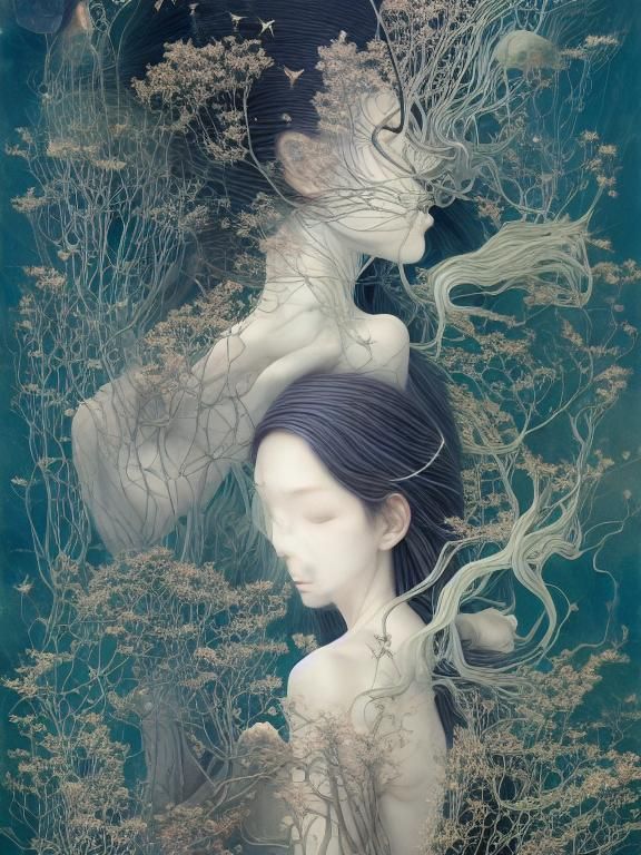 Surreal Starscape: Fairytale Ghost in Naive Art Style