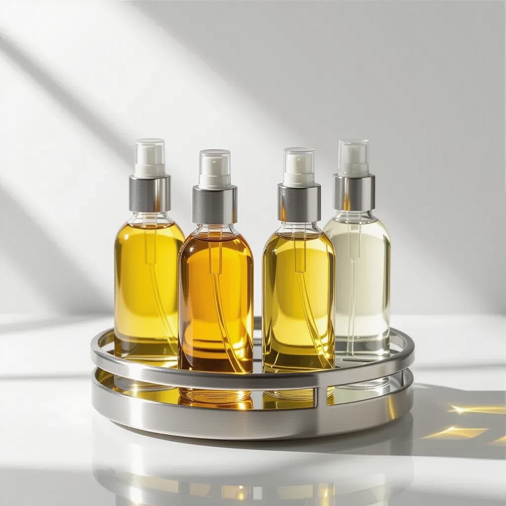 Round Steel Massage Oil Holder with Four Bottles