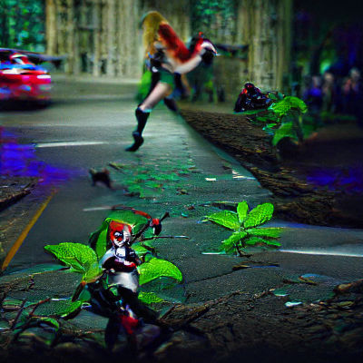Harley Quinn's Escape from Poison Ivy in Gotham