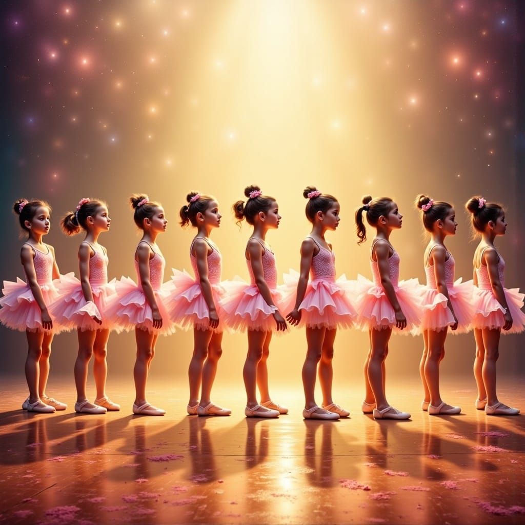 Young Ballerinas in a Whimsical Impressionist Stage Setting