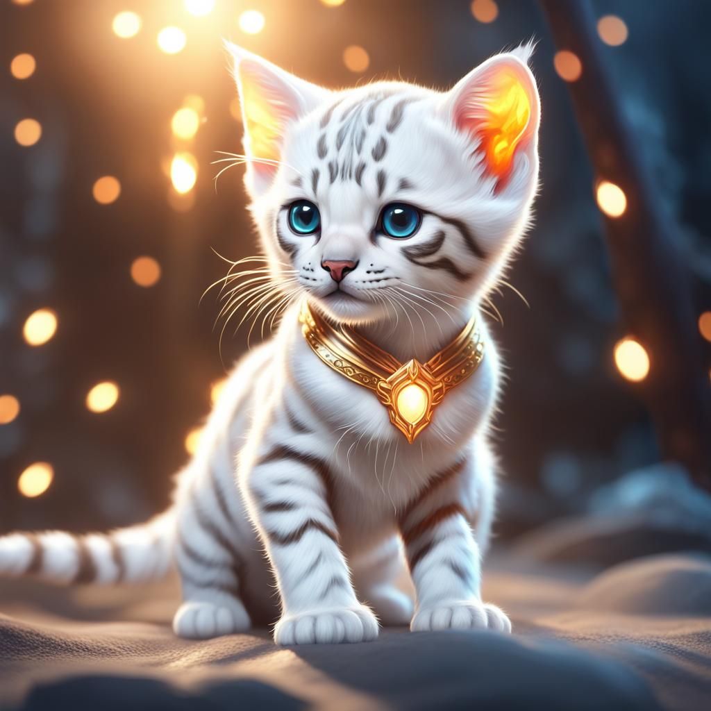 Cute fantasy snow-white bengal kitten