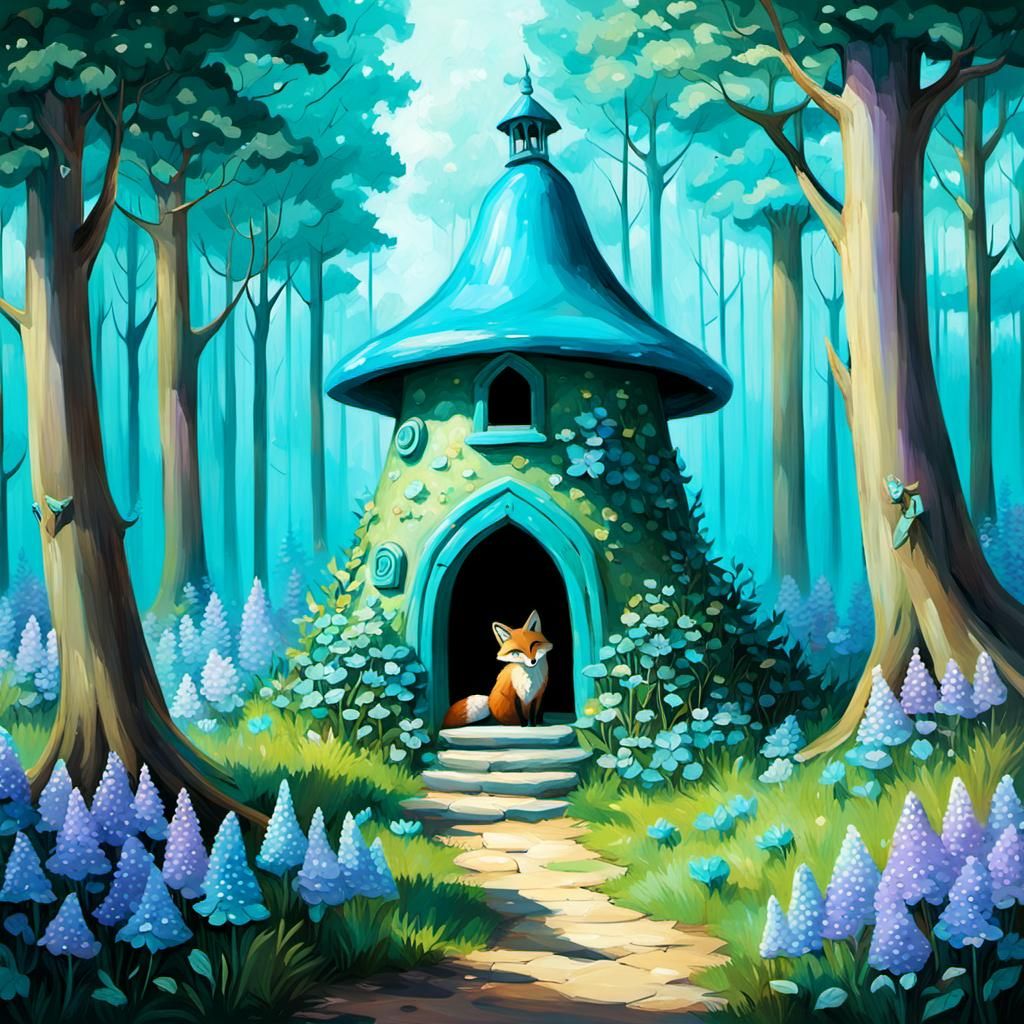 Fox in Fairytale Forest: An Oil Painting