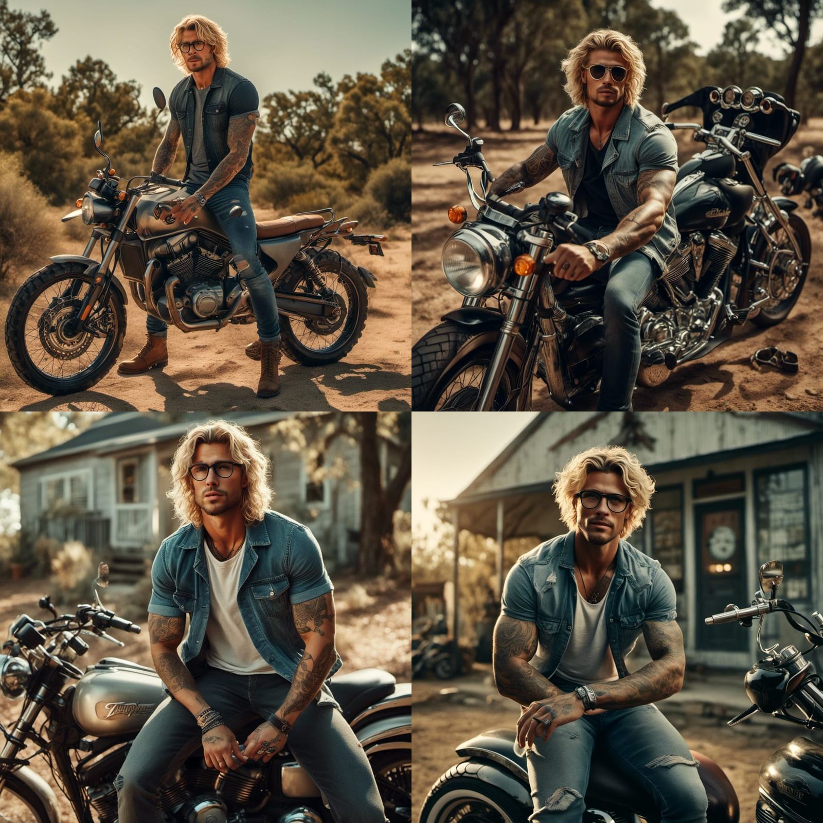 Tattooed Blonde Male Image in Hyperrealism Style