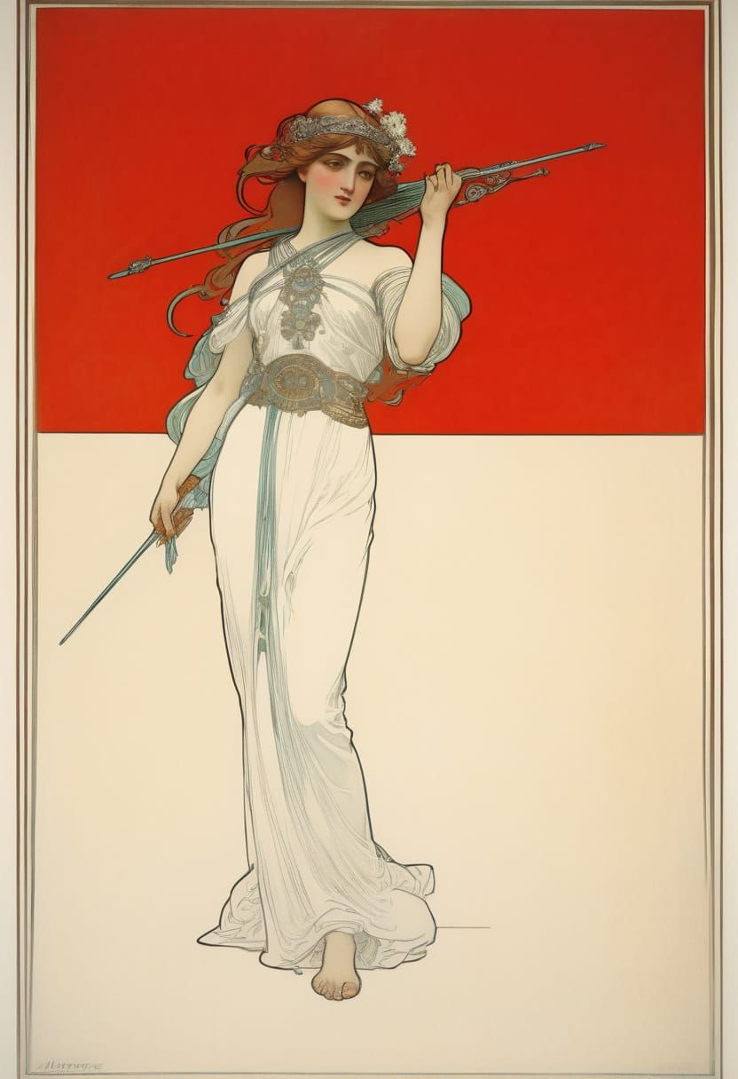 Isolde in Red: An Art Nouveau Portrait