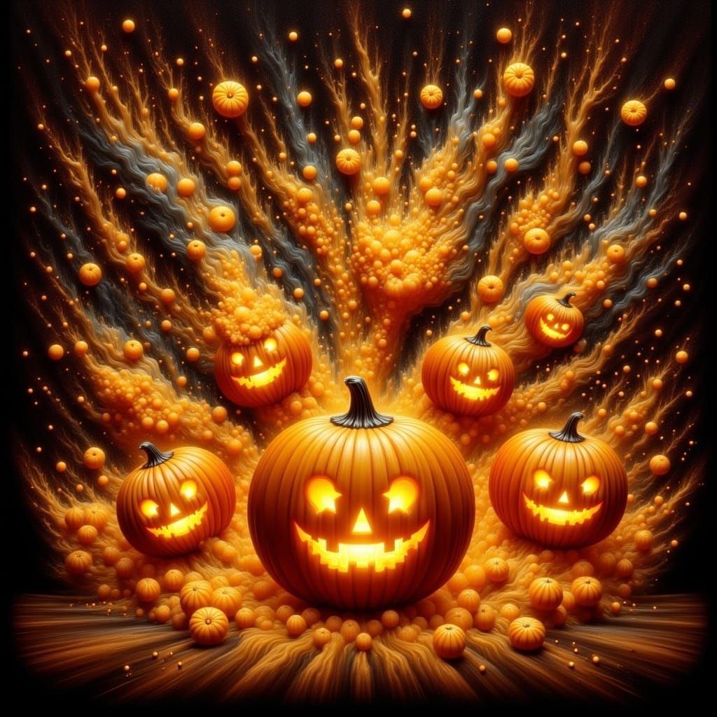 Bursting Jack-o-Lanterns with Wings in Pop Surrealism