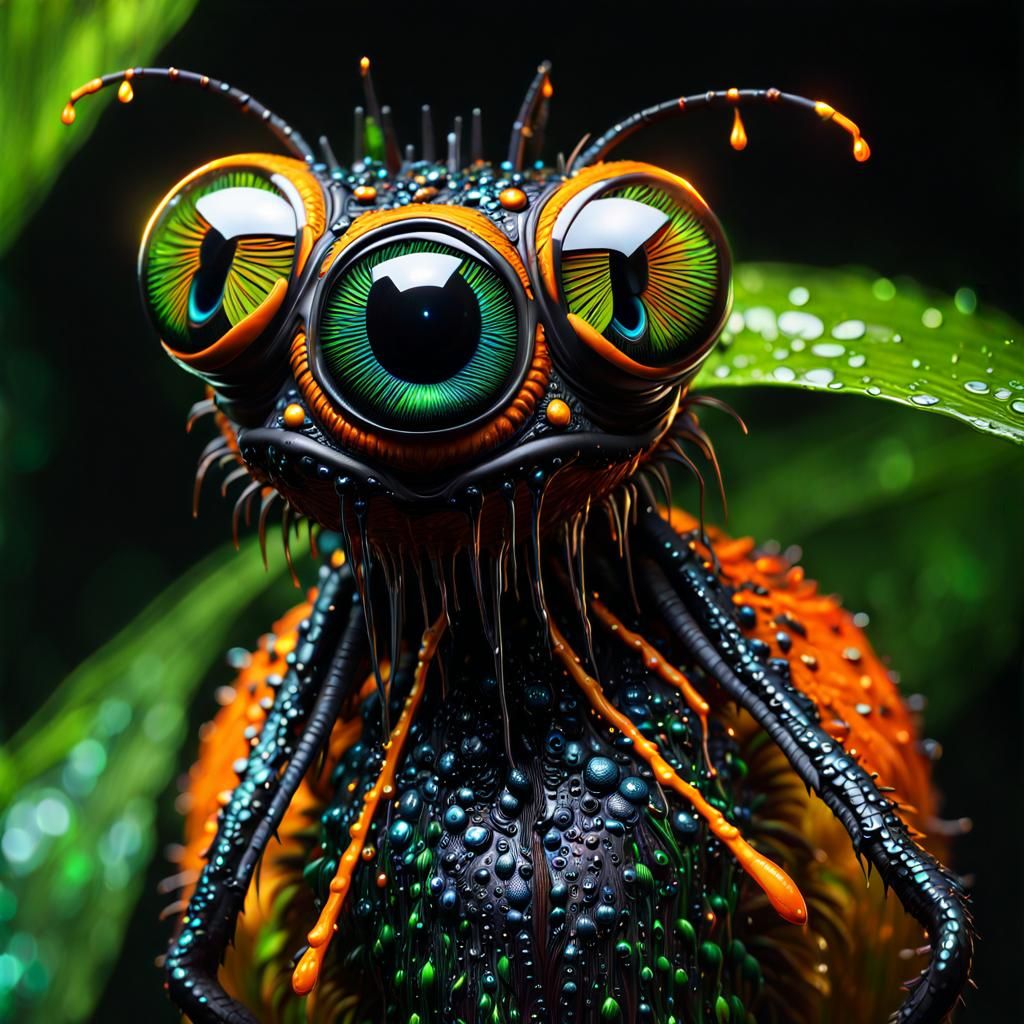 Creepy Odd Creature with Prismatic Eyes in Jungle